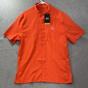 NEW Under Armour Mens Fish Pro Hybrid fitted Short Sleeve snap shirt Large